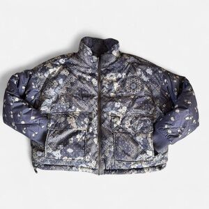 American Eagle Outfitters Navy Quilted Bandana Puffer Jacket S